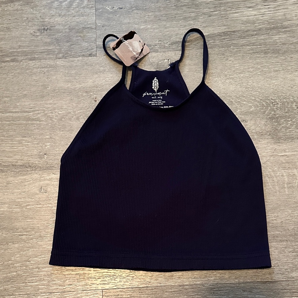 FP Movement by Free People Happiness Runs Navy Blue Crop Top NWT M/L cute